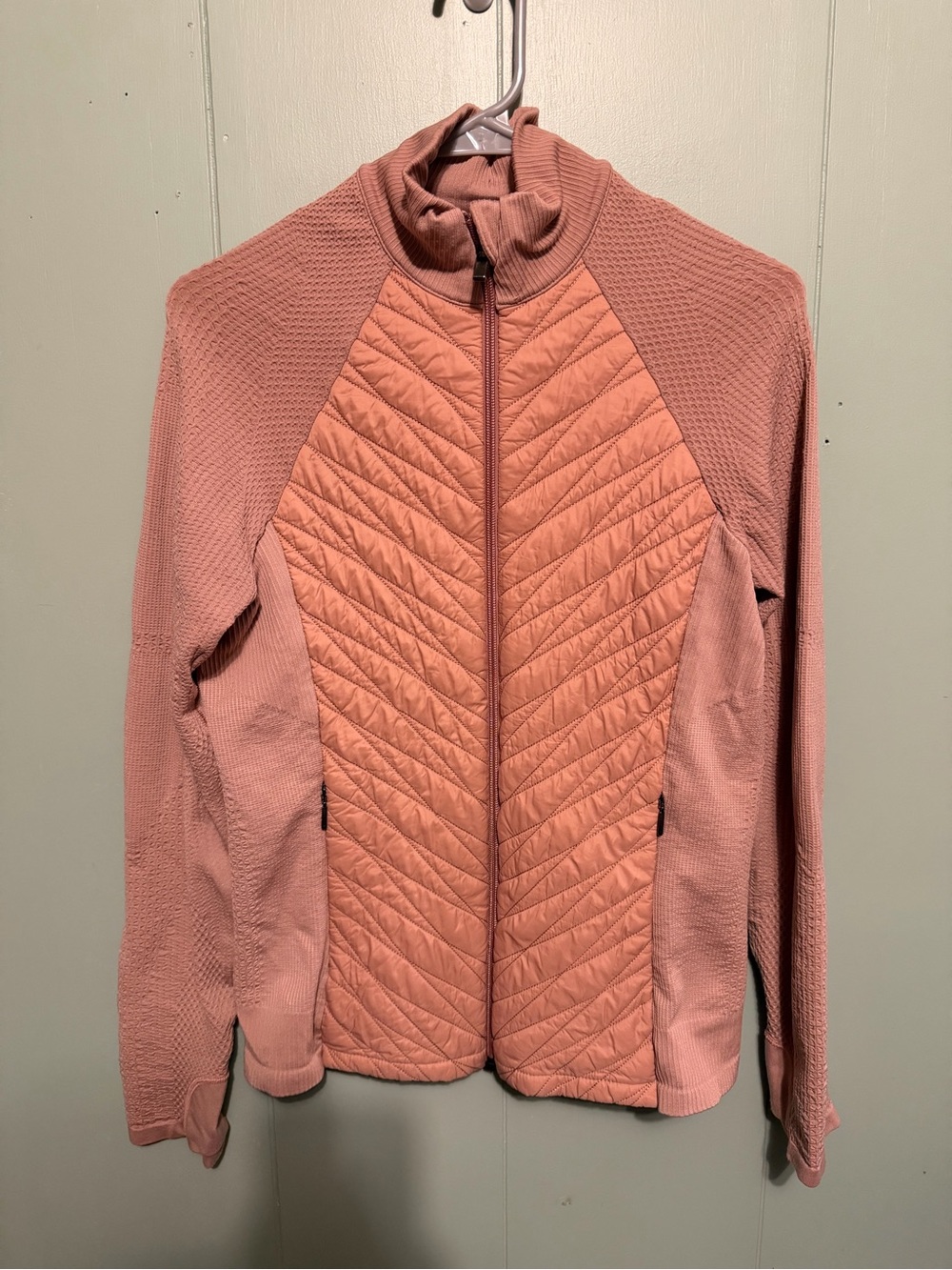 Athleta Quilted & Knit Full‑Zip Jacket in Rose
